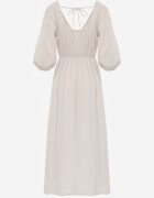 jumelle Rochie Bej Evazată Din bumbac Boho cu cordon și elastic în talie Lawla