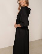 jumelle Rochie Cloș Neagră din Bumbac Boho cu Legătură și Elastic în Talie Lawla