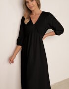 jumelle Rochie Cloș Neagră din Bumbac Boho cu Legătură și Elastic în Talie Lawla