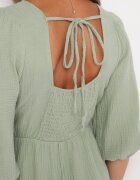 jumelle Rochie evazată din bumbac Boho Verde închis cu legătură și elastic în talie Lawla
