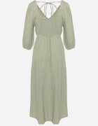 jumelle Rochie evazată din bumbac Boho Verde închis cu legătură și elastic în talie Lawla