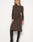 jumelle Rochie Maro Mulată din Viscoză din Material Reiat Cu șnur reglabil Eleavia