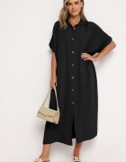 jumelle Rochie neagră de muselină din bumbac cu croială tip cutie Vimarille