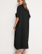 jumelle Rochie neagră de muselină din bumbac cu croială tip cutie Vimarille