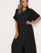 jumelle Rochie neagră de muselină din bumbac cu croială tip cutie Vimarille