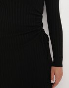 jumelle Rochie Neagră Mulată cu Vâscoză din Material Reiat cu Șnur Eleavia