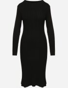 jumelle Rochie Neagră Mulată cu Vâscoză din Material Reiat cu Șnur Eleavia