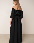 jumelle Rochie neagră trapezoidală din muselină de bumbac cu curea și elastic în talie Vimarinn