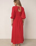 jumelle Rochie Roșie Cloș din bumbac Boho cu șnur și elastic în talie Lawla