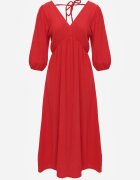 jumelle Rochie Roșie Cloș din bumbac Boho cu șnur și elastic în talie Lawla