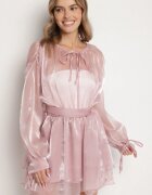 jumelle Rochie roz decorată cu șnur și curea Nivoren