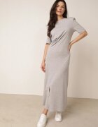 jumelle Rochie T-shirt din bumbac cu fronseu care evidențiază talia Timiore Gri