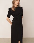 jumelle Rochie T-shirt din bumbac cu fronseu care evidențiază talia Timiore Neagră