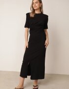 jumelle Rochie T-shirt din bumbac cu fronseu care evidențiază talia Timiore Neagră