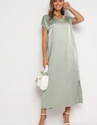 jumelle Rochie Viscoză Verde Deschisă Croi Drept Oversize Moratina