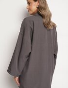 jumelle Sacou Gri Oversize Dublu cu Imitație de Buzunare Tinnielle