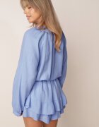 jumelle Salopetă Albastră Legată Din bumbac Boho cu Volănașe și Legătură Lalelia