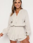 jumelle Salopetă Bej deschis De bumbac cu Gumă elastică în talie și Fustă-pantaloni scurți Gleasea