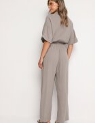 jumelle Salopetă de bumbac bej închis cu partea de sus stil cămașă și pantaloni drepți Namsore