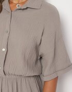 jumelle Salopetă de bumbac bej închis cu partea de sus stil cămașă și pantaloni drepți Namsore