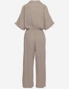 jumelle Salopetă de bumbac bej închis cu partea de sus stil cămașă și pantaloni drepți Namsore