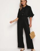 jumelle Salopetă Neagră din Bumbac cu Bluză tip Cămașă și Pantaloni Drepți Namsore