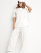 jumelle Set Bej deschis de bumbac Pantaloni Largi și Tricou cu despicături Norpio