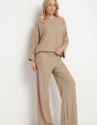 jumelle Set casual maro deschis Bluză cu mânecă lungă și Pantaloni largi Trulla