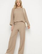 jumelle Set casual maro deschis Bluză cu mânecă lungă și Pantaloni largi Trulla