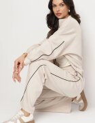 jumelle Set de Trening Bej deschis cu Viscoză în Stil Retro Bluză și Pantaloni Largi Lavriz