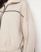 jumelle Set de Trening Bej deschis cu Viscoză în Stil Retro Bluză și Pantaloni Largi Lavriz