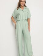 jumelle Set din viscoză verde deschis: Cămașă scurtă și Pantaloni largi Davitta