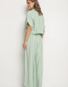jumelle Set din viscoză verde deschis: Cămașă scurtă și Pantaloni largi Davitta