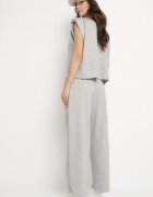 jumelle Set Gri din Viscoză Tricou cu Umeri Întăriți și Pantaloni Largi Nevisari