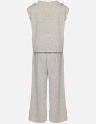 jumelle Set Gri din Viscoză Tricou cu Umeri Întăriți și Pantaloni Largi Nevisari