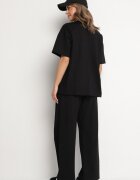 jumelle Set Negru Din Bumbac Pantaloni Largi și Tricou cu Decupaje Norpio