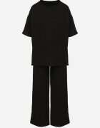 jumelle Set Negru Din Bumbac Pantaloni Largi și Tricou cu Decupaje Norpio