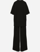 jumelle Set Negru Din Bumbac Pantaloni Largi și Tricou cu Decupaje Norpio