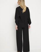 jumelle Set Negru din viscoză Oversize Cămașă și Pantaloni cu elastic în talie Natilira