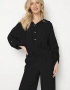 jumelle Set Negru din viscoză Oversize Cămașă și Pantaloni cu elastic în talie Natilira