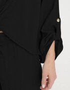 jumelle Set Negru din viscoză Oversize Cămașă și Pantaloni cu elastic în talie Natilira