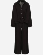 jumelle Set Negru din viscoză Oversize Cămașă și Pantaloni cu elastic în talie Natilira