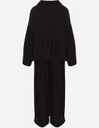 jumelle Set Negru din viscoză Oversize Cămașă și Pantaloni cu elastic în talie Natilira