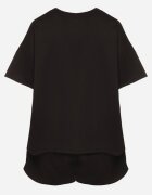 jumelle Set Negru Oversize cu viscoză Tricou și Pantaloni scurți cu imprimeu Liravella