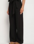 jumelle Set Negru Pantaloni Largi și Bluză cu Mâneci Bufante Idasela