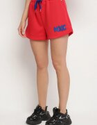 jumelle Set Roșu Oversize cu Viscoză Tricou și Pantaloni scurți cu Imprimeu Liravella