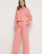 jumelle Set Roz pal din In și Bumbac Cămașă și Pantaloni largi Fenelli