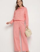 jumelle Set Roz pal din In și Bumbac Cămașă și Pantaloni largi Fenelli