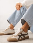 jumelle Sneakers Bej-Maro pe Talpă de Cauciuc cu Model Geometric Sewtila