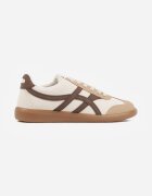 jumelle Sneakers Bej-Maro pe Talpă de Cauciuc cu Model Geometric Sewtila